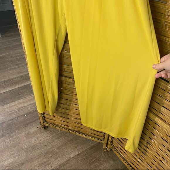 One world Bright Yellow Wide Leg Pants plus size boho 1X hippie comfort palazzo - Picture 4 of 10